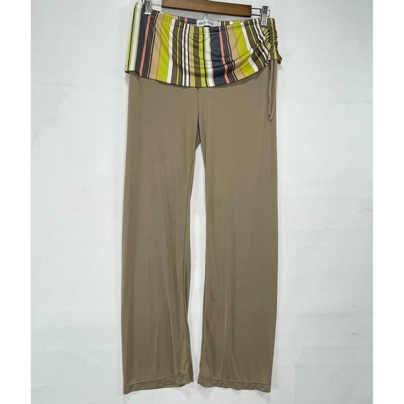 Women Shirred Side Skirted Leggings Sz One Size P Beige Stripes - Picture 10 of 10